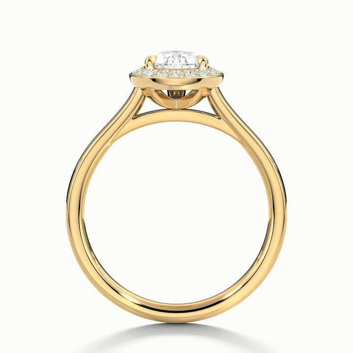 1.0CT Pear Cut Diamond Halo Moissanite Engagement Ring