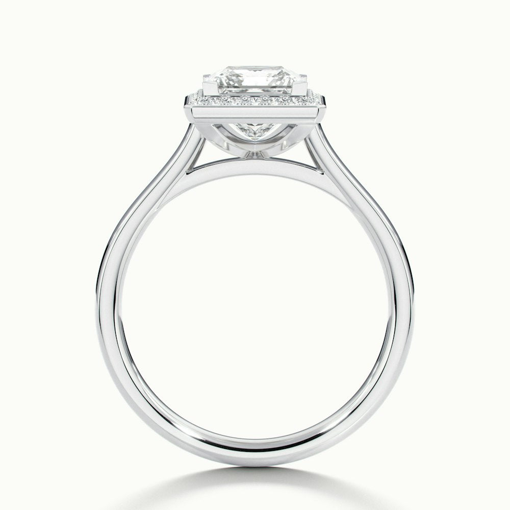 2.0CT Princess Cut Channel Set Halo Moissanite Diamond Engagement Ring