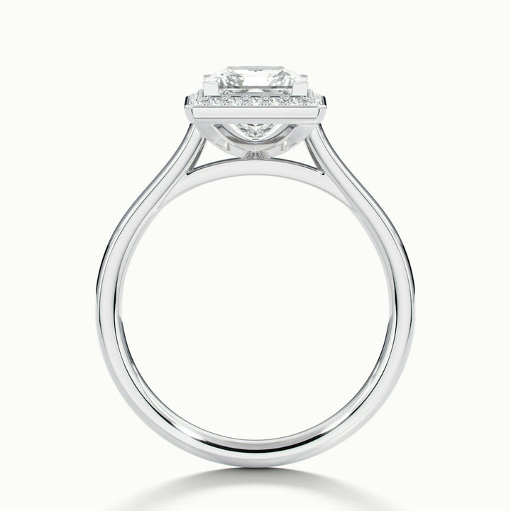 2.0CT Princess Cut Channel Set Halo Moissanite Diamond Engagement Ring