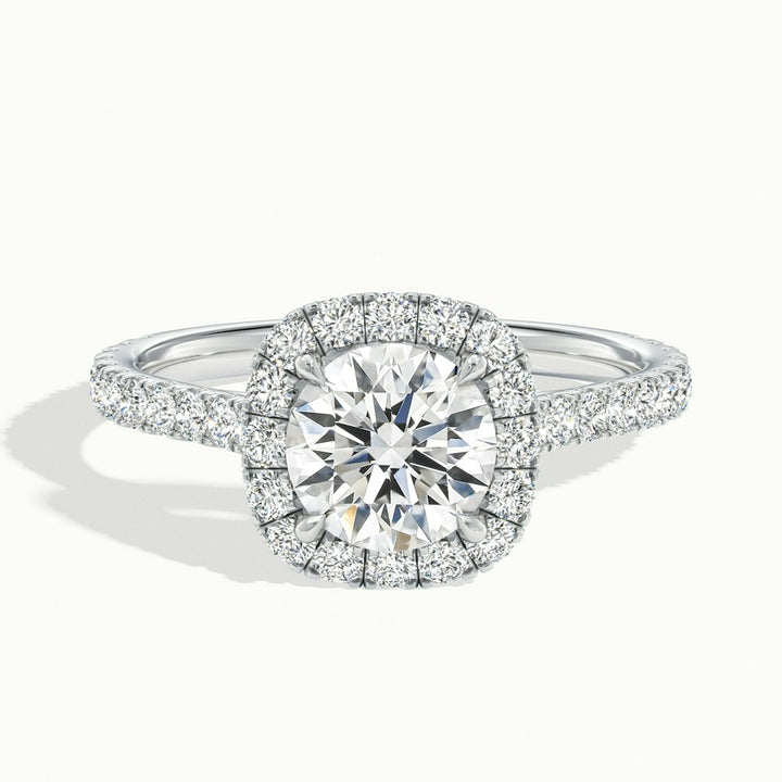 1.0CT Round Cut Halo Moissanite Diamond Engagement Ring