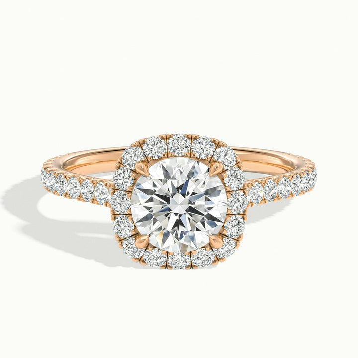 1.0CT Round Cut Halo Moissanite Diamond Engagement Ring