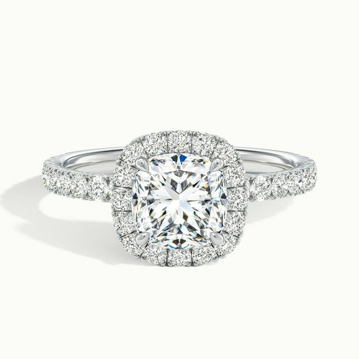 1.50CT Cushion Cut Halo Diamond Moissanite Pave Engagement Ring