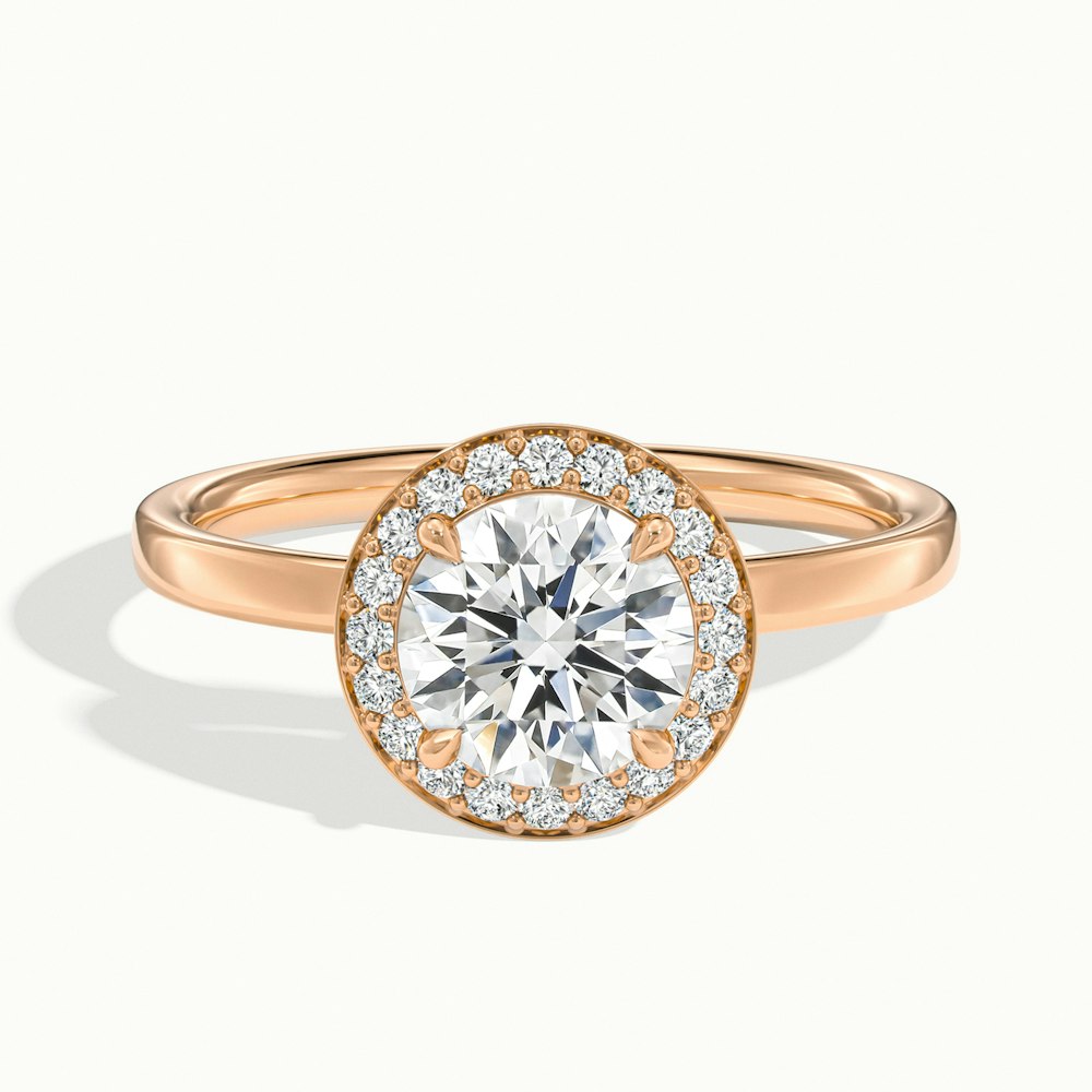 1.50CT Round Cut Channel Set Halo Diamond Moissanite Engagement Ring