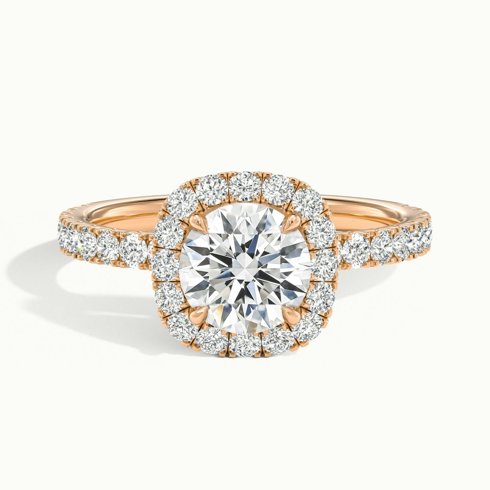 2.0CT Round Cut Diamond Halo Pave Moissanite Engagement Ring