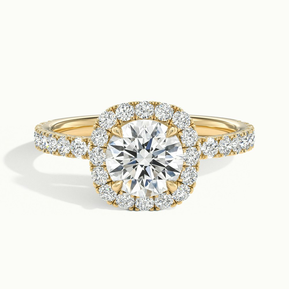 2.0CT Round Cut Diamond Halo Pave Moissanite Engagement Ring