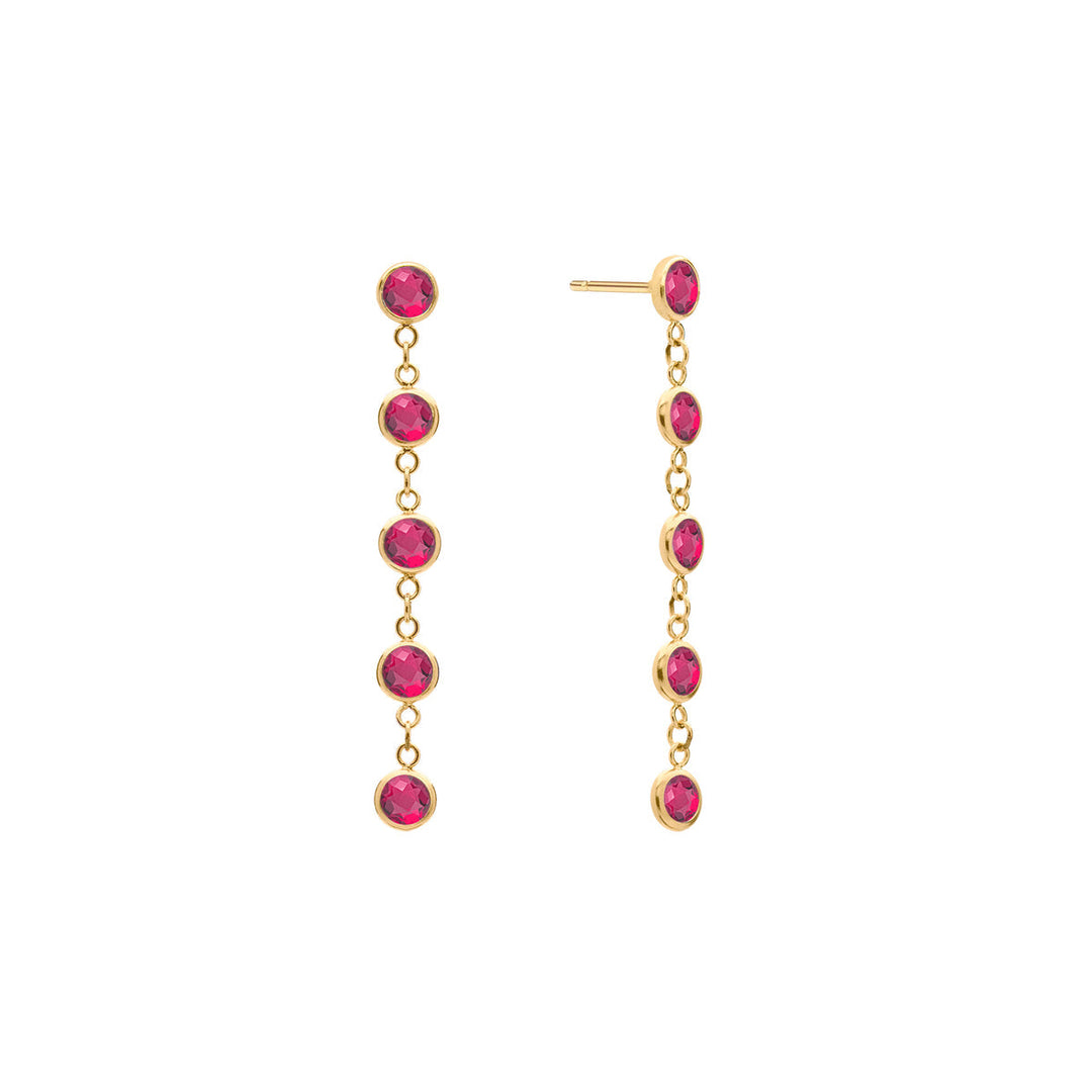 1.0CT Round Ruby Diamond July Birthstone Drop Earrings