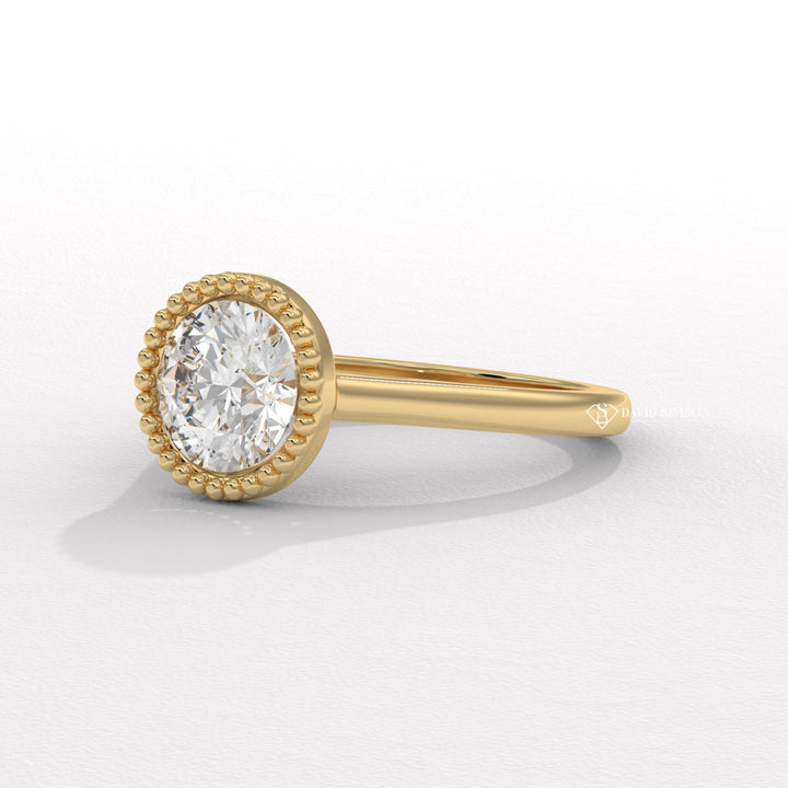 2.0CT-4.0CT Bezel Set Round Moissanite Diamond Vintage Engagement Ring