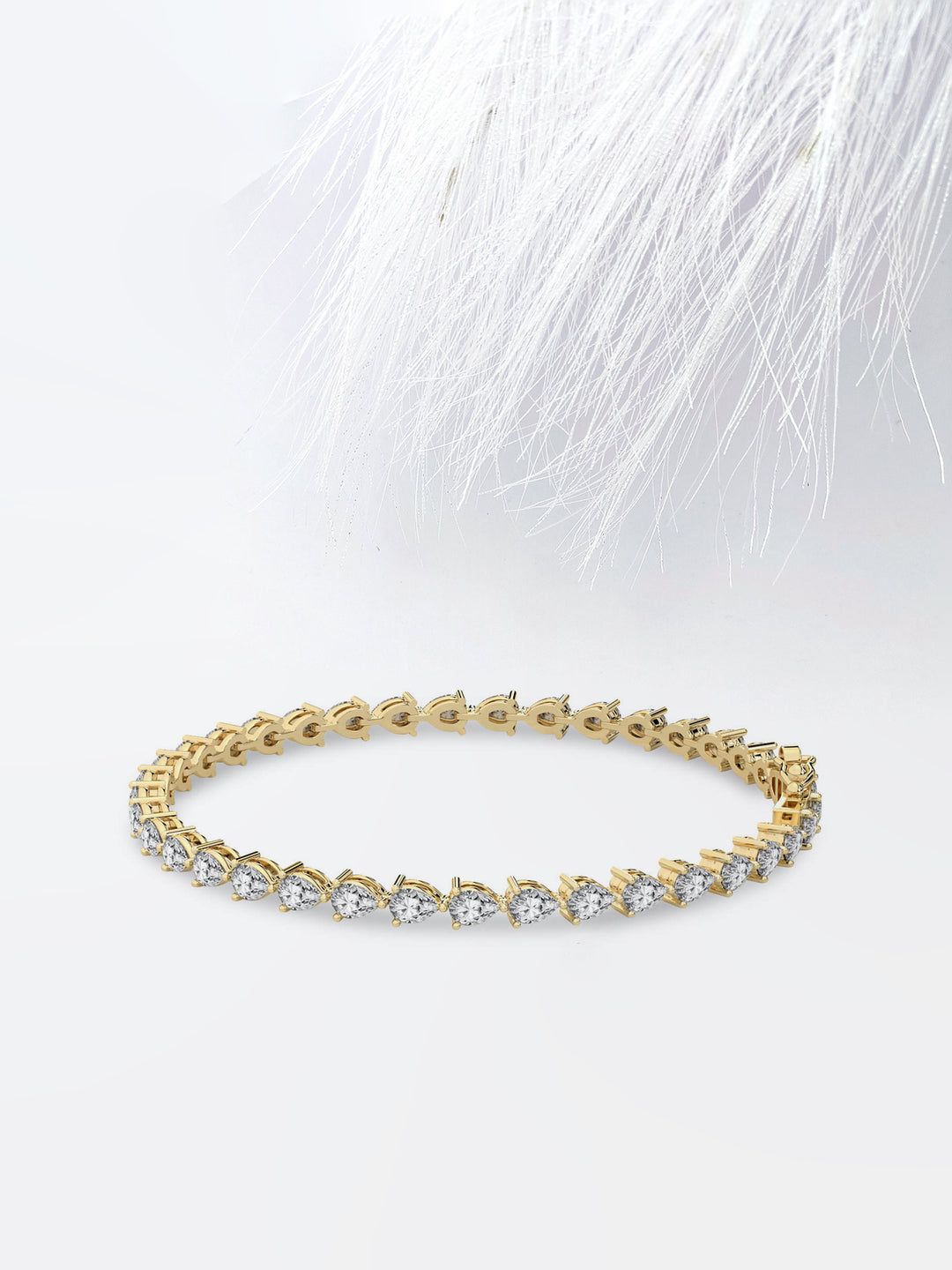 Pear Cut Moissanite Diamond Tennis Bracelet in 18K Solid Gold