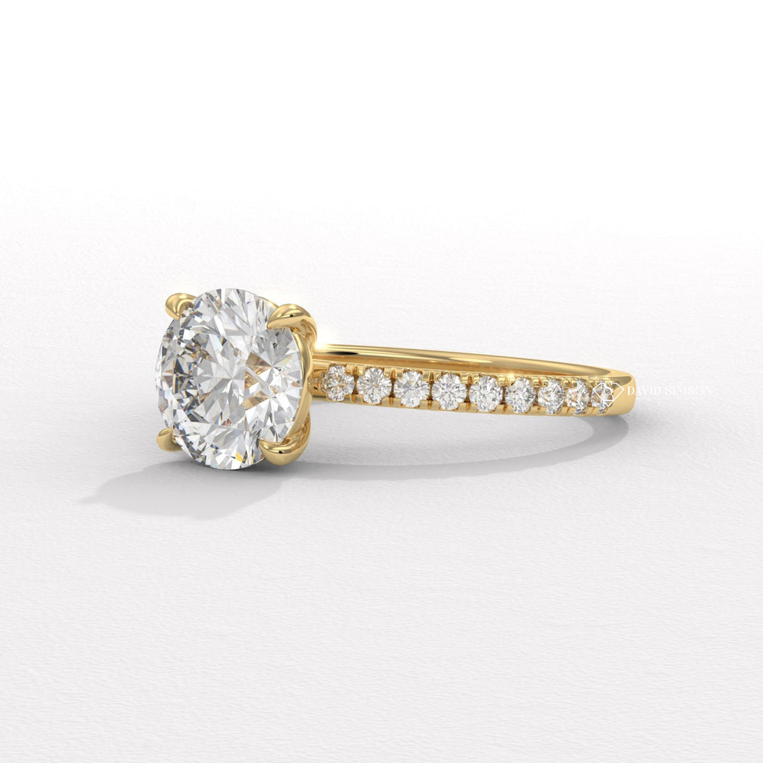 1.50CT-2.50CT Round Moissanite Pave Diamond Engagement Ring