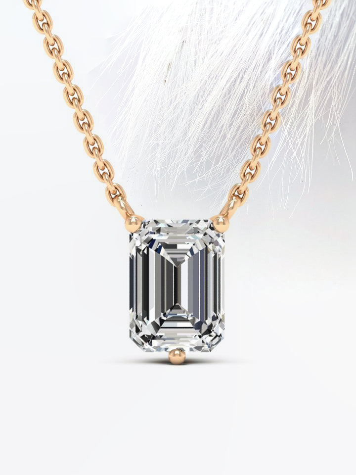 Emerald Cut Moissanite Diamond Solitaire Colleen Necklace