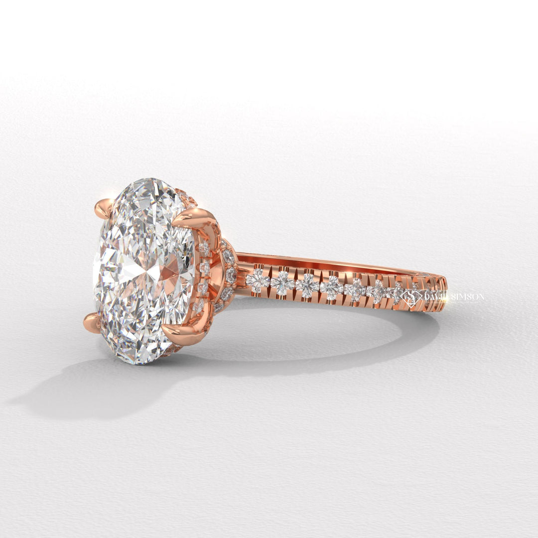 3.0CT-4.0CT Oval Moissanite Diamond Micro Pave Engagement Ring