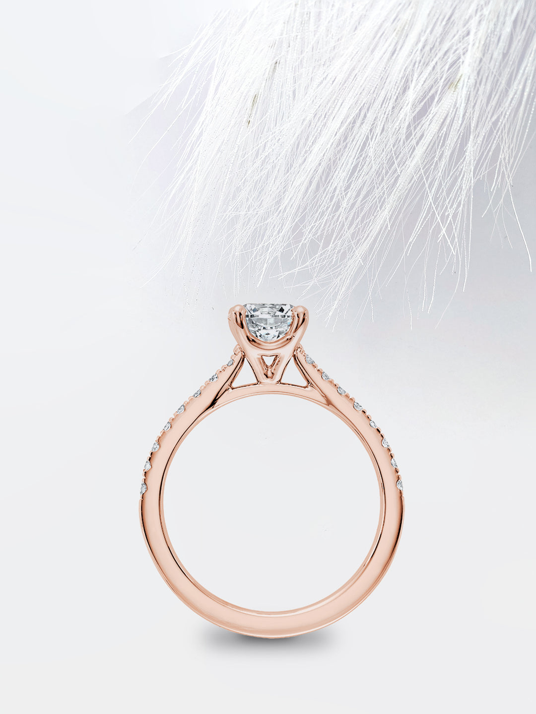 0.75CT Princess Cut Cathedral Set Pave Diamond Engagement Ring