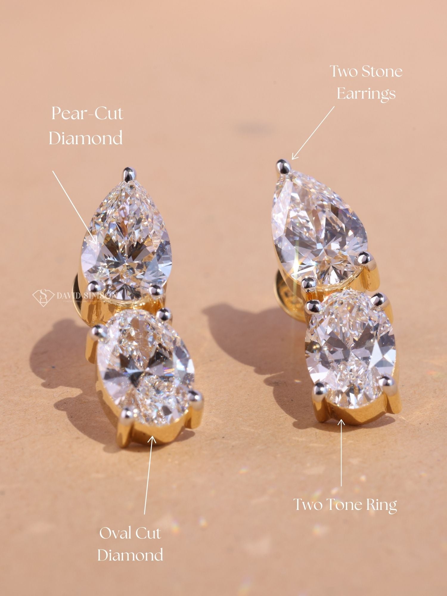 Pear & Oval Cut Two Stone Drop Earrings for Her – DAVID SIMSON