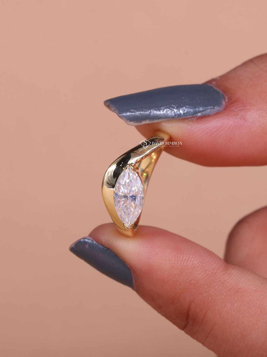 1.50CT-3.50CT Marquise Cut Moissanite East West Wave set Engagement Ring