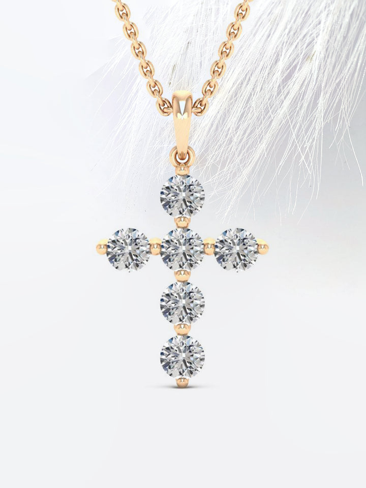 0.66ct Round Cut Moissanite Diamond Cross Necklace for Women