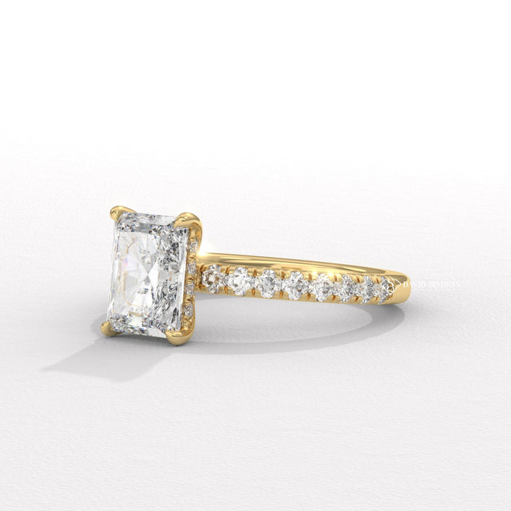 1.50CT-2.50CT Radiant Moissanite Diamond Hidden Halo Pave Engagement Ring