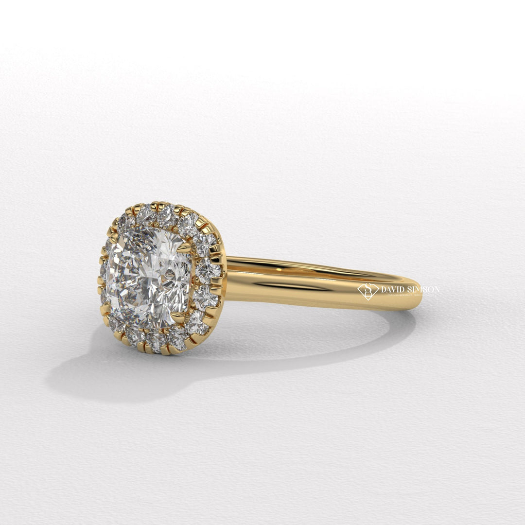 1.0CT-2.0CT Cushion Cut Moissanite Halo Diamond Solitaire Engagement Ring