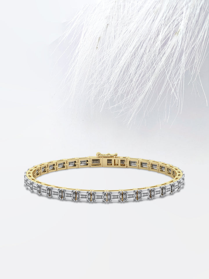Emerald Cut Moissanite Diamond Tennis Bracelet 14K Solid White Gold