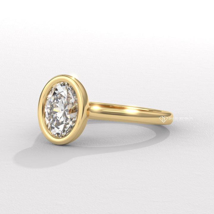 2.0CT-3.0CT Bezel Set Oval Moissanite Diamond Engagement Ring