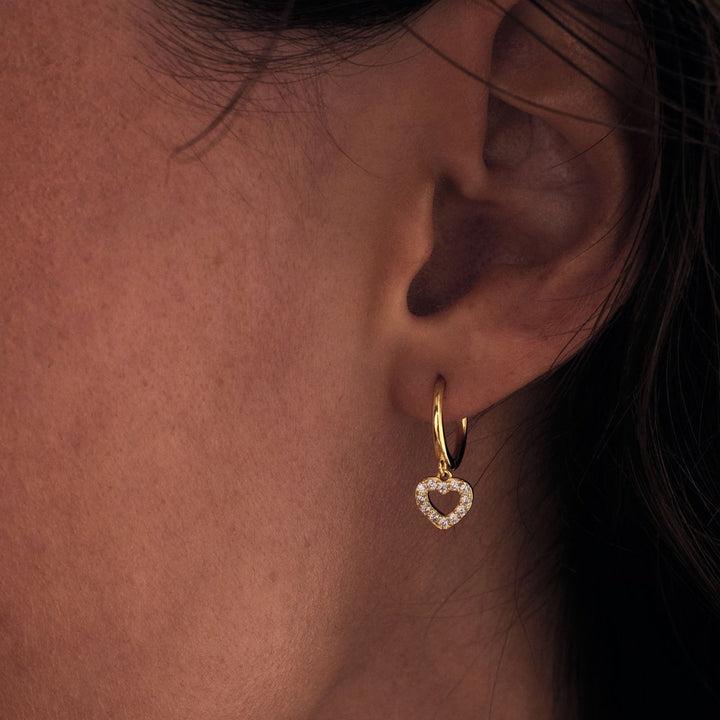 Heart Shape Hoop Diamond Earrings for Women