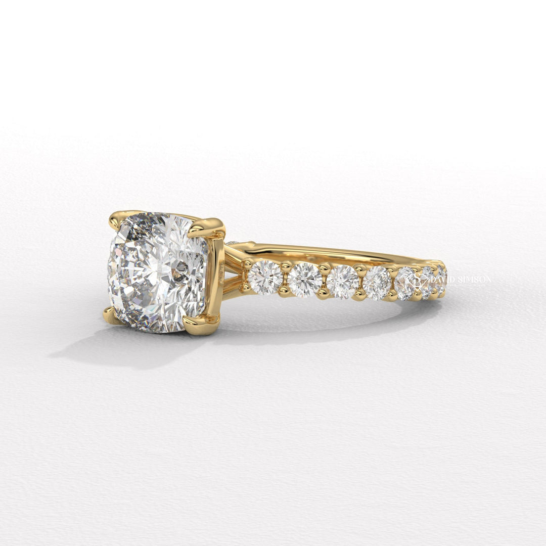 1.50CT-2.50CT Cushion Moissanite Diamond Pave Engagement Ring