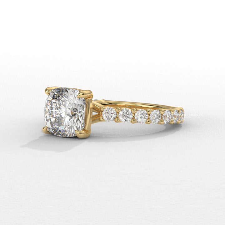 1.50CT-2.50CT Cushion Moissanite Diamond Pave Engagement Ring