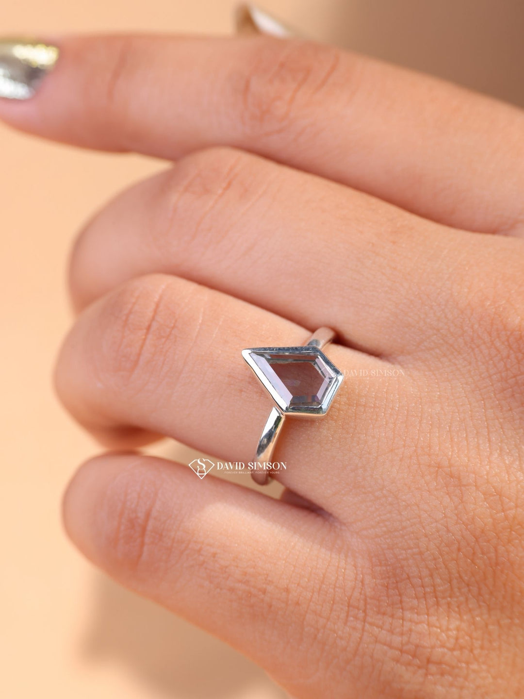 2.0CT-3.0CT Portrait Cut Moissanite Black Diamond Engagement Ring