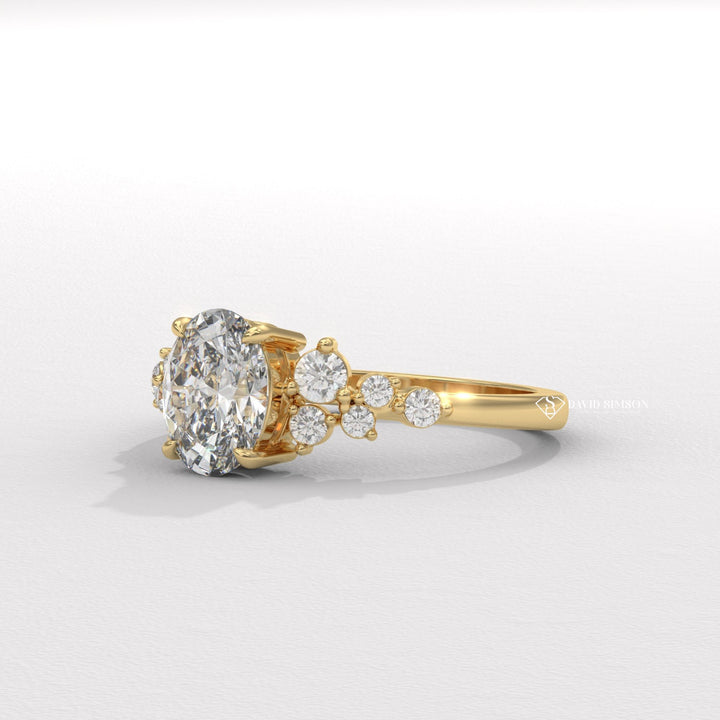 1.50CT-2.50CT Oval Moissanite Diamond Cluster Engagement Ring