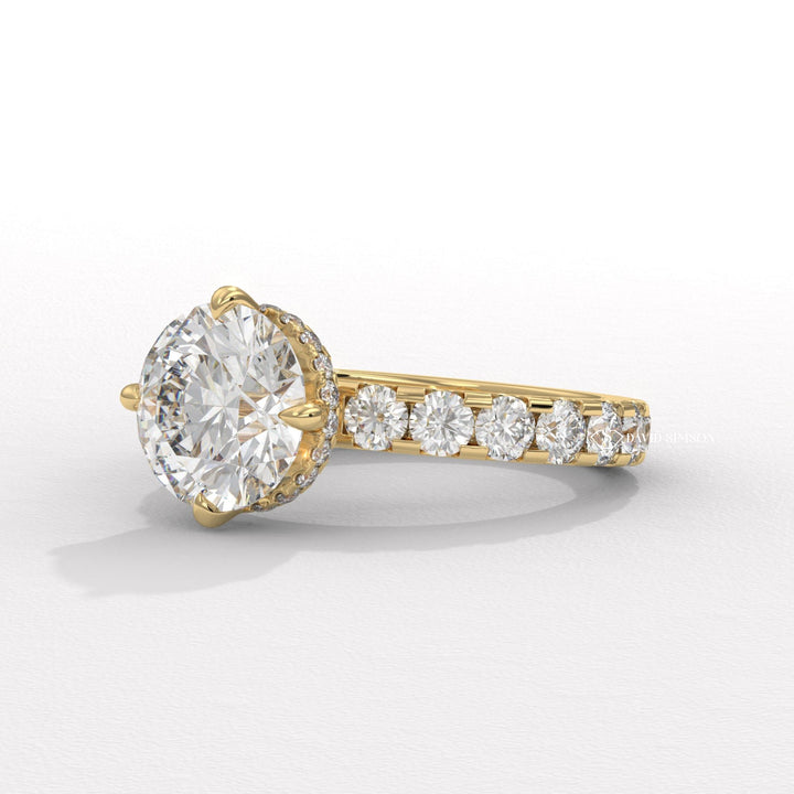 2.0CT-3.0CT Round Diamond Hidden Halo & Pave Engagement Ring