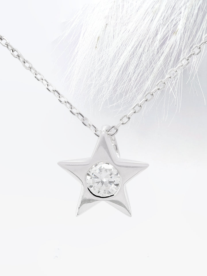 Round Cut Moissanite Diamond Star Necklace for Women