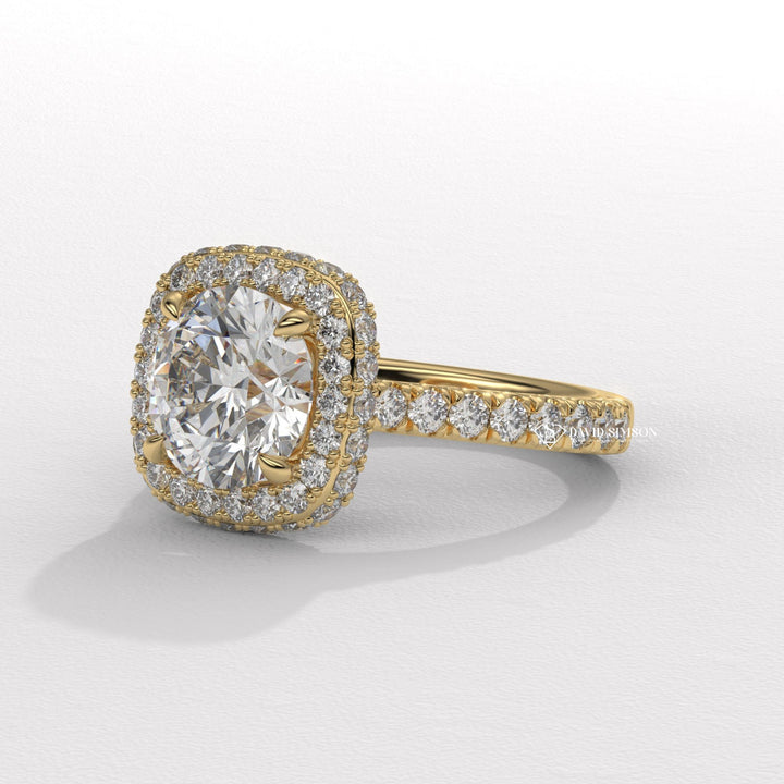 1.0CT-2.0CT Round Cut Moissanite Diamond Double Halo Engagement Ring