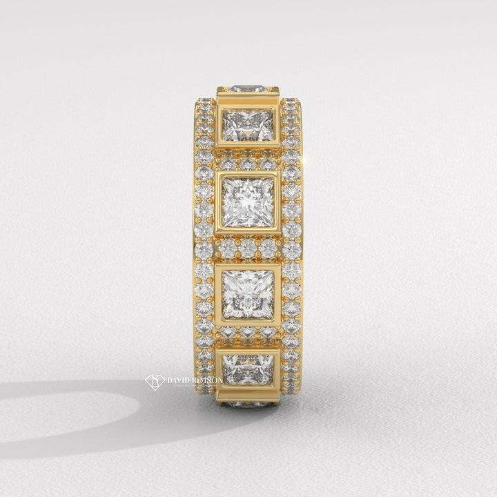 4.50mm Round &amp; Princess Cut Moissanite Diamond Eternity Wedding Band