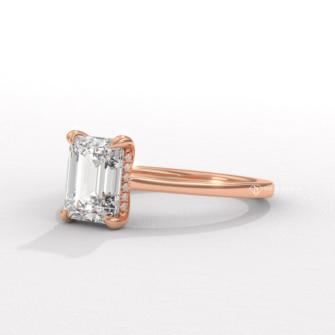2.0CT-3.0CT Emerald Moissanite Diamond Hidden Halo Engagement Ring