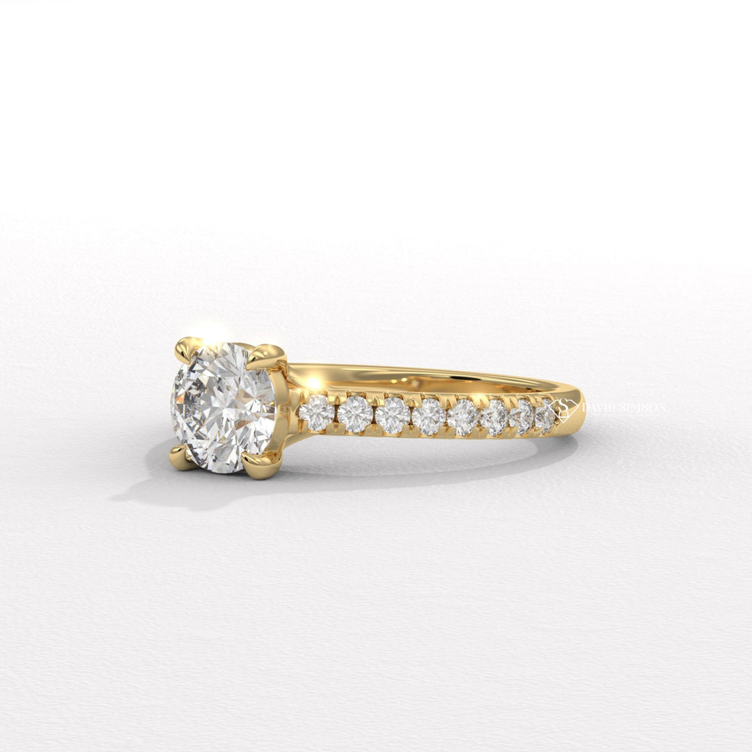 1.0CT-2.0CT Round Moissanite Diamond Pave Engagement Ring