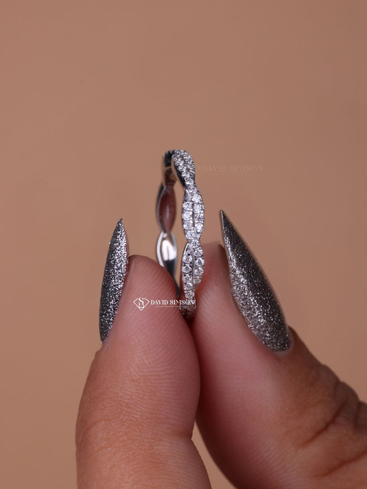 Round Cut Moissanite Full Eternity Diamond Twisted Wedding Band