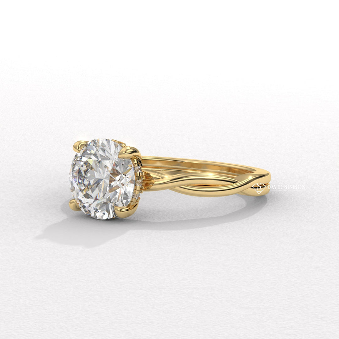 2.50CT-3.50CT Round Moissanite Diamond Twisted Engagement Ring