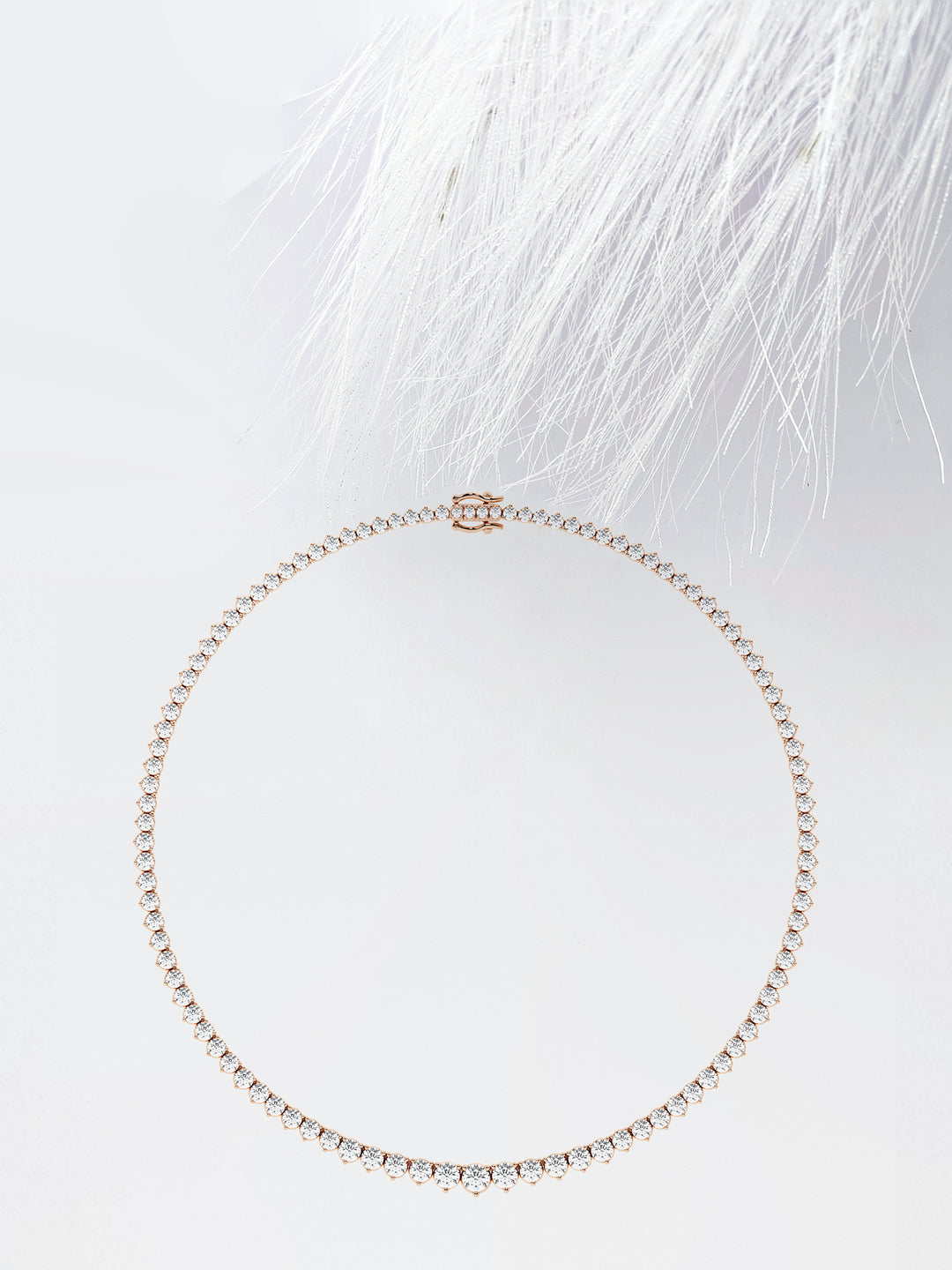 Round Cut Moissanite Diamond Tennis Necklaces for Women