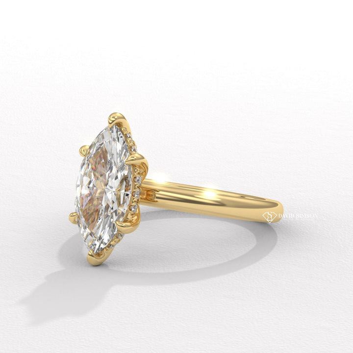 1.50CT-2.50CT Marquise Moissanite Hidden Halo Diomond Engagement Ring