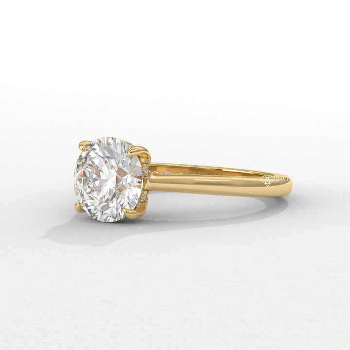 2.0CT-3.0CT Round Moissanite Diamond Hidden Halo Bridge Set Engagement Ring