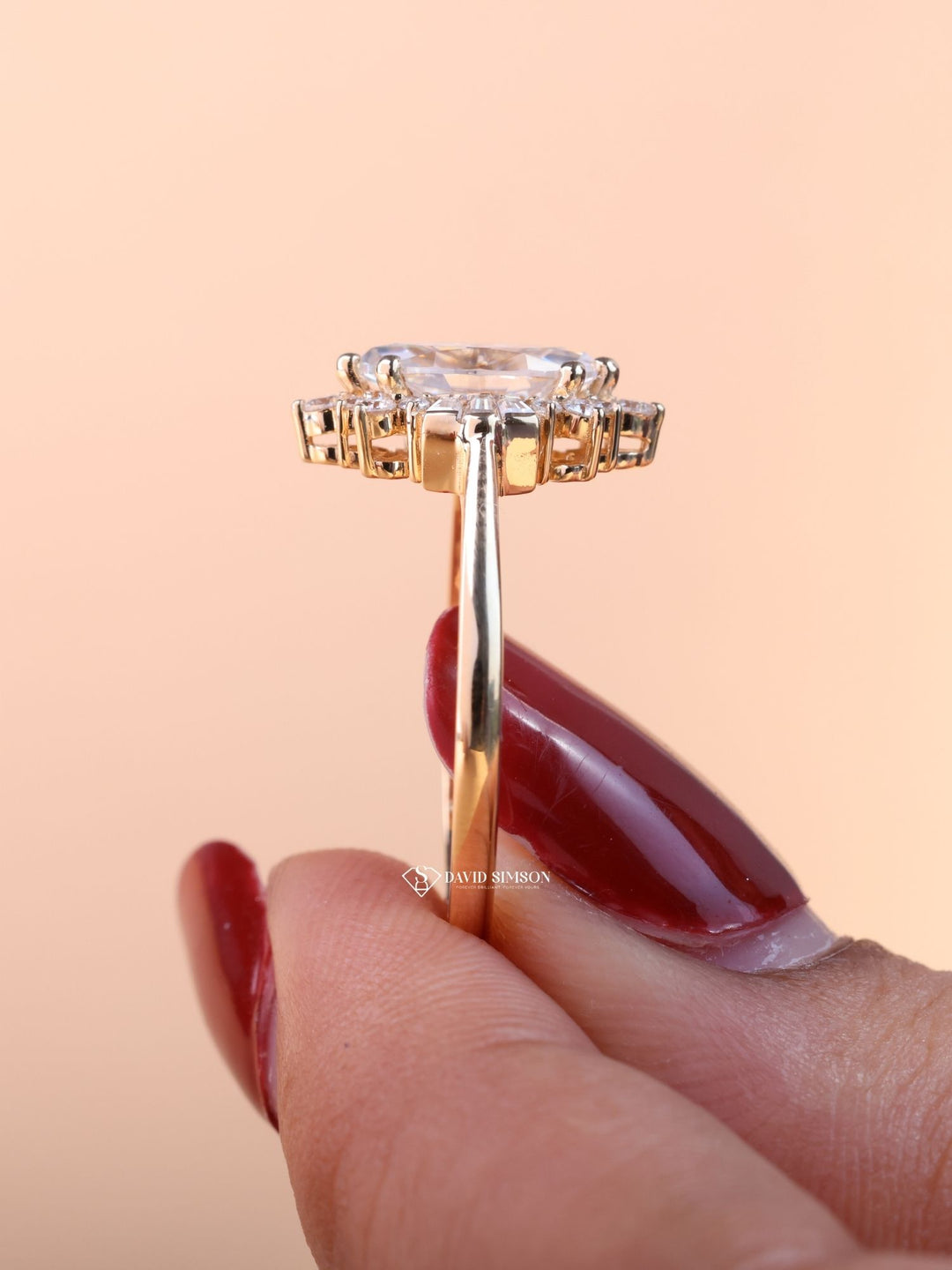 1.0CT-2.0CT Marquise Cut Moissanite Diamond Cluster Engagement Ring