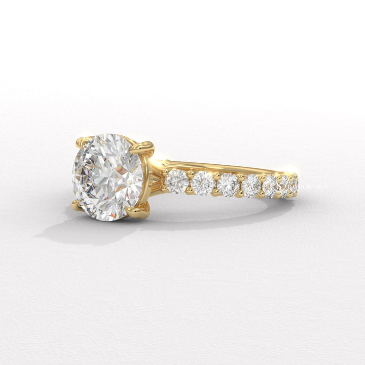 1.50CT-2.50CT Round Moissanite Diamond Pave Engagement Ring