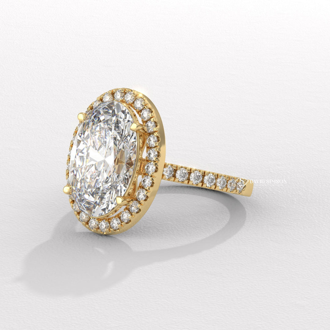 2.0CT-3.0CT Oval Halo Moissanite Diamond Engagement Ring