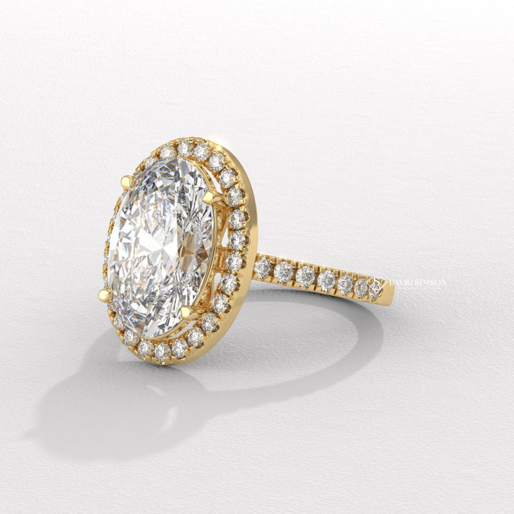 2.0CT-3.0CT Oval Halo Moissanite Diamond Engagement Ring