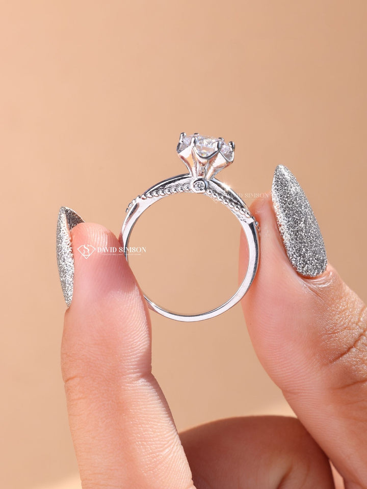 1.50CT-2.50CT Round Cut Moissanite Diamond Vintage Solitaire Engagement Ring