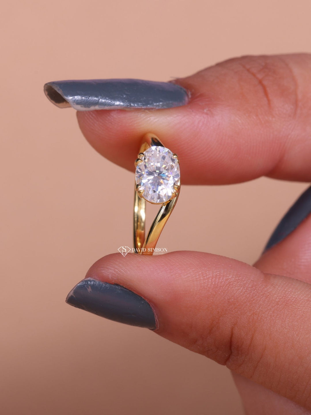 2.50CT-3.50CT East West Oval Cut Moissanite Wave Diamond Engagement Ring