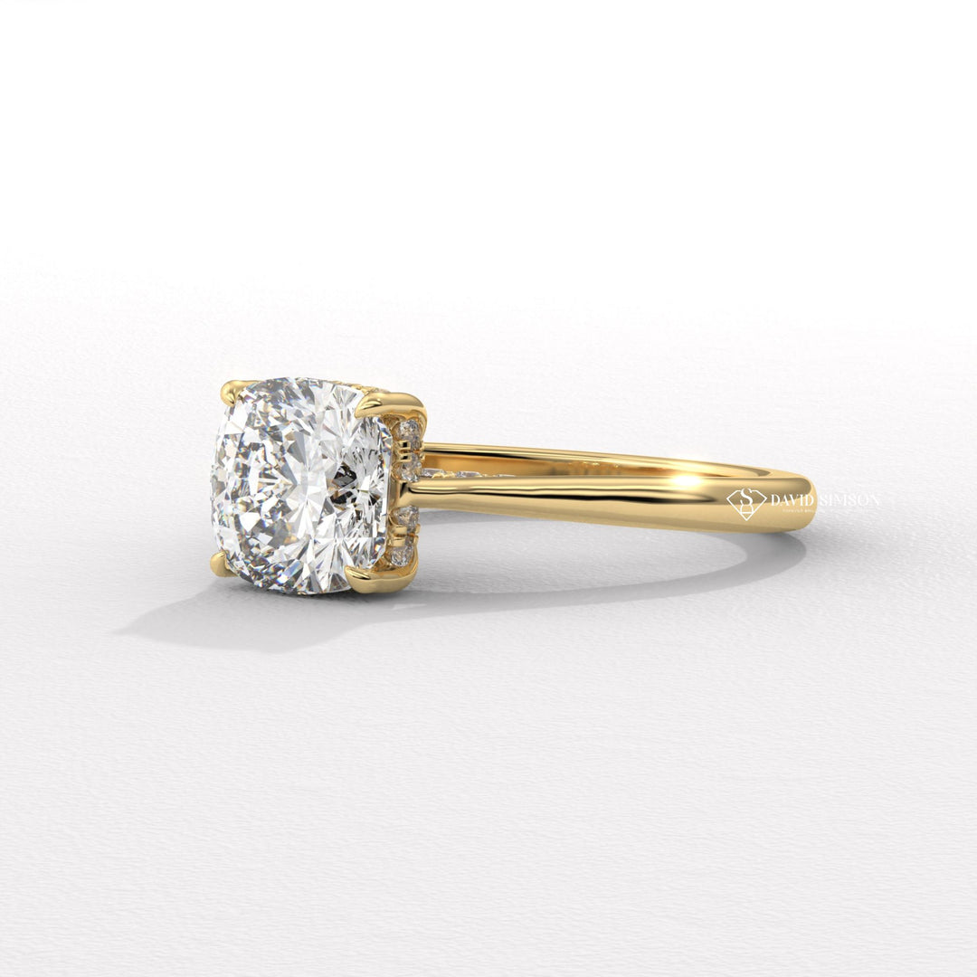 2.0CT-3.0CT Cushion Moissanite Diamond Hidden Halo Engagement Ring