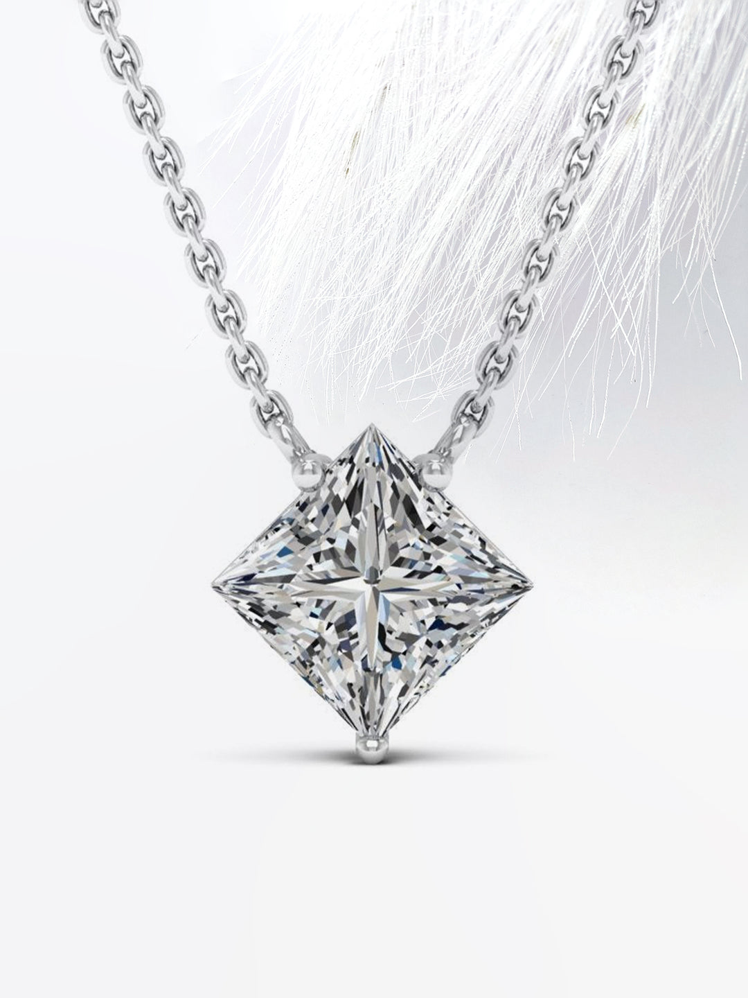 Princess Cut Moissanite Diamond Solitaire Pendant Necklace