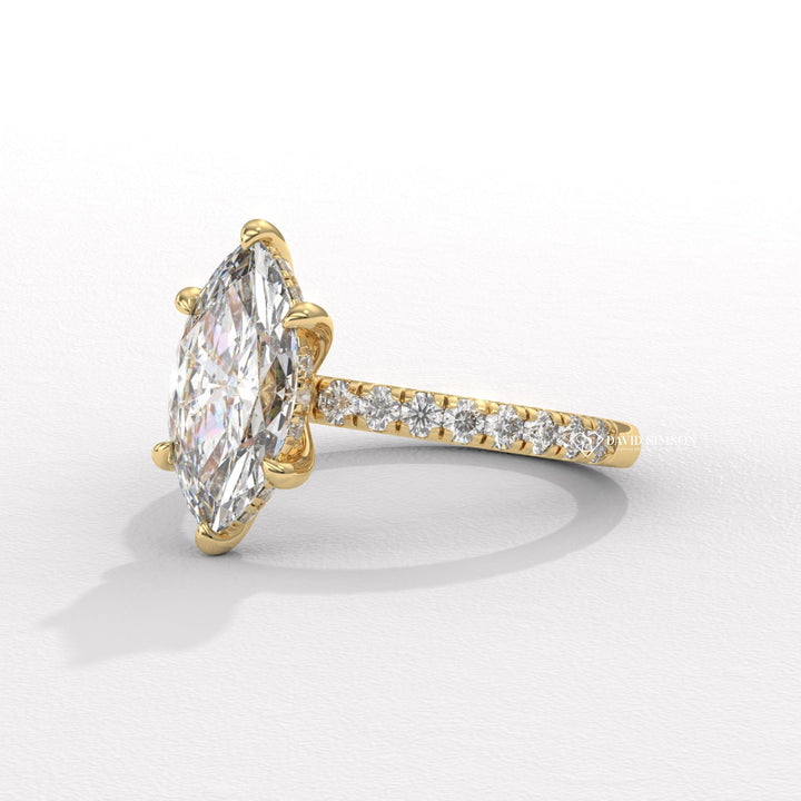 2.0CT-3.0CT Marquise Hidden Halo Moissanite Diamond Engagement Ring