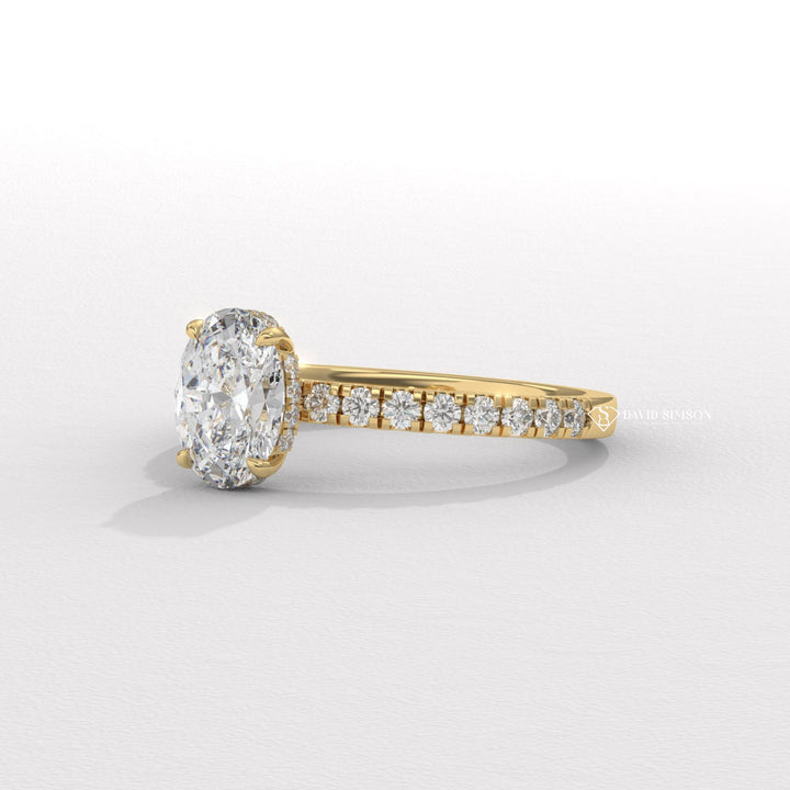 2.0CT-3.0CT Oval Moissanite Diamond Hidden Halo Engagement Ring
