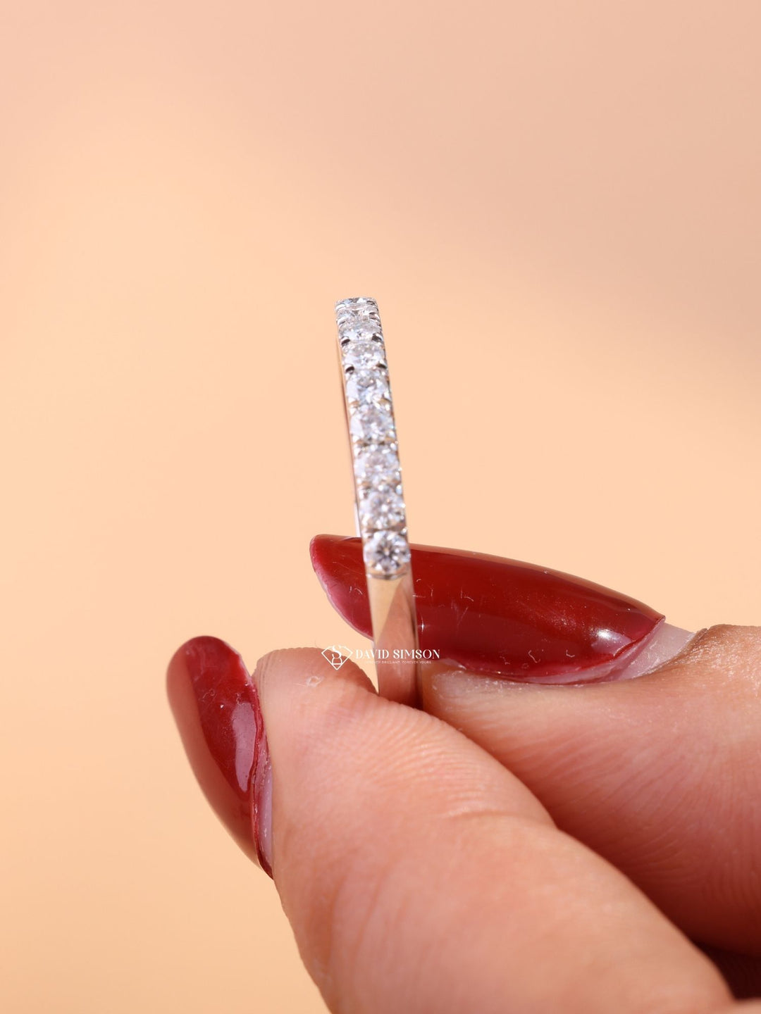 Round Cut Diamond Half Eternity Wedding Stacking Band